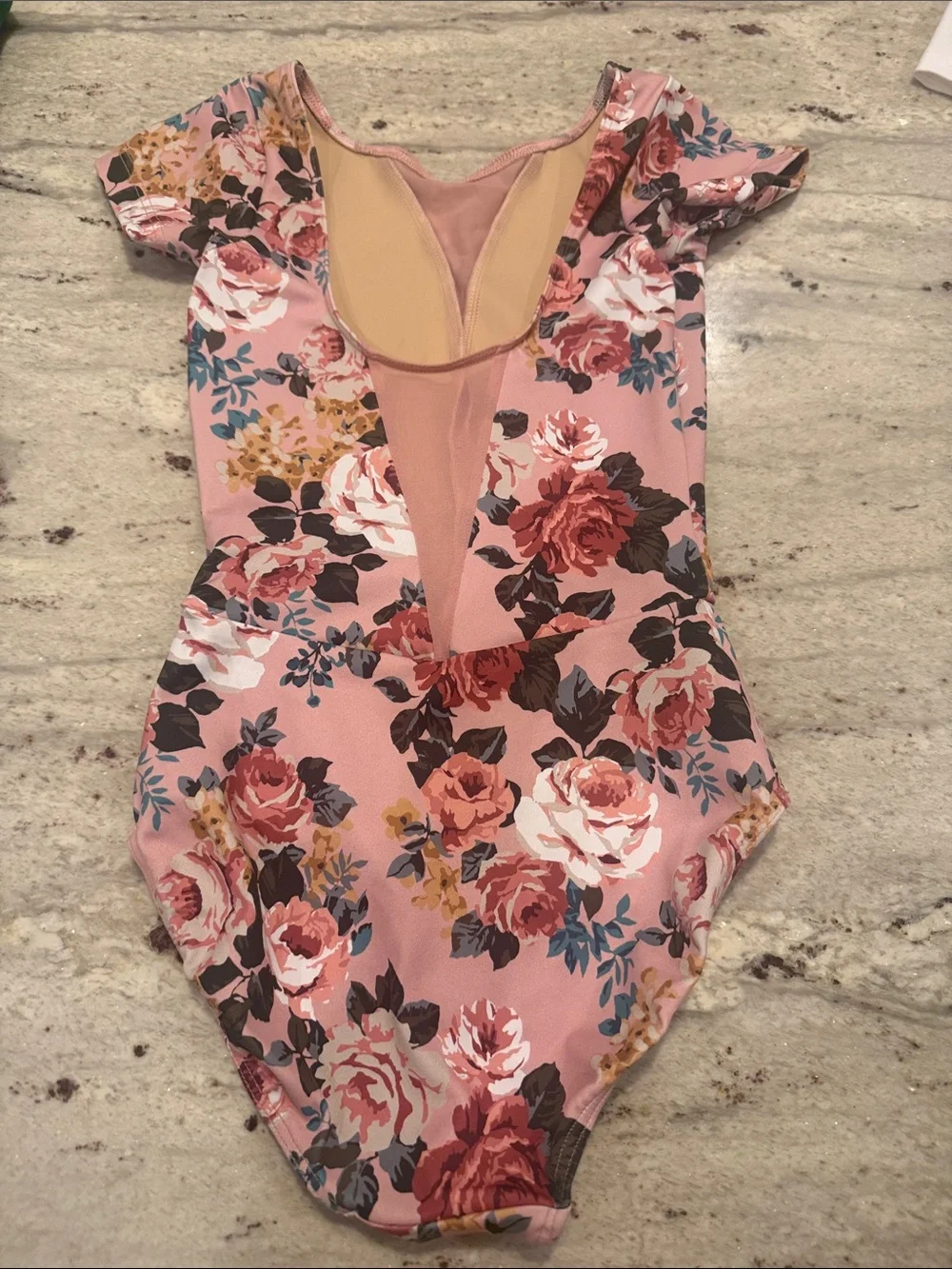 Eleve Dancewear Pink Floral One-Piece Leotard